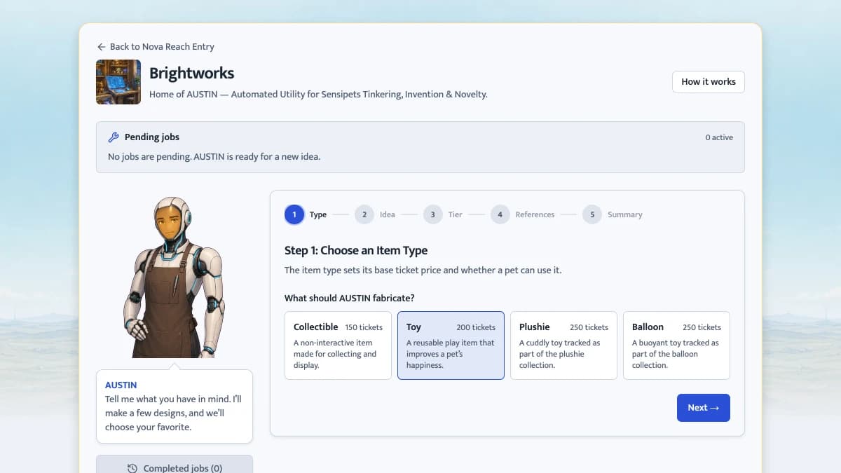 A guided commission interface in Sensipets