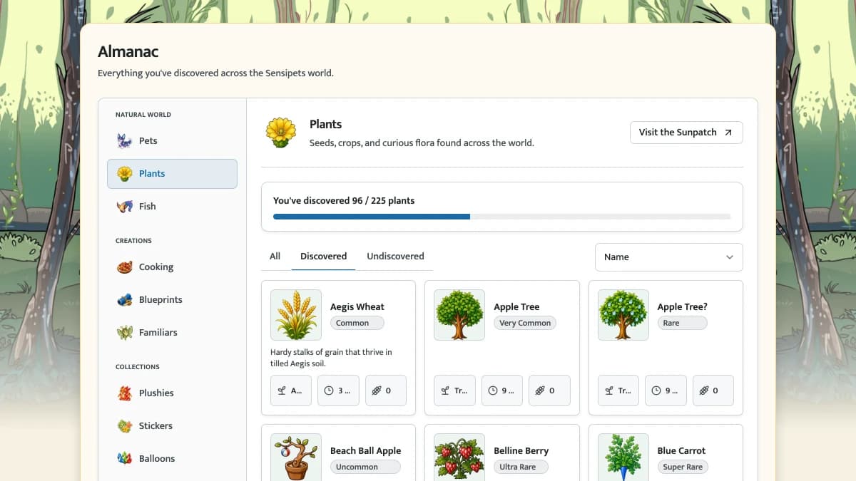 A collectible with provenance interface in Sensipets