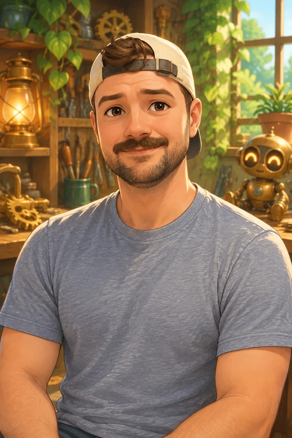 Austin, the founder and director of Sensipets, in the game's illustrated style